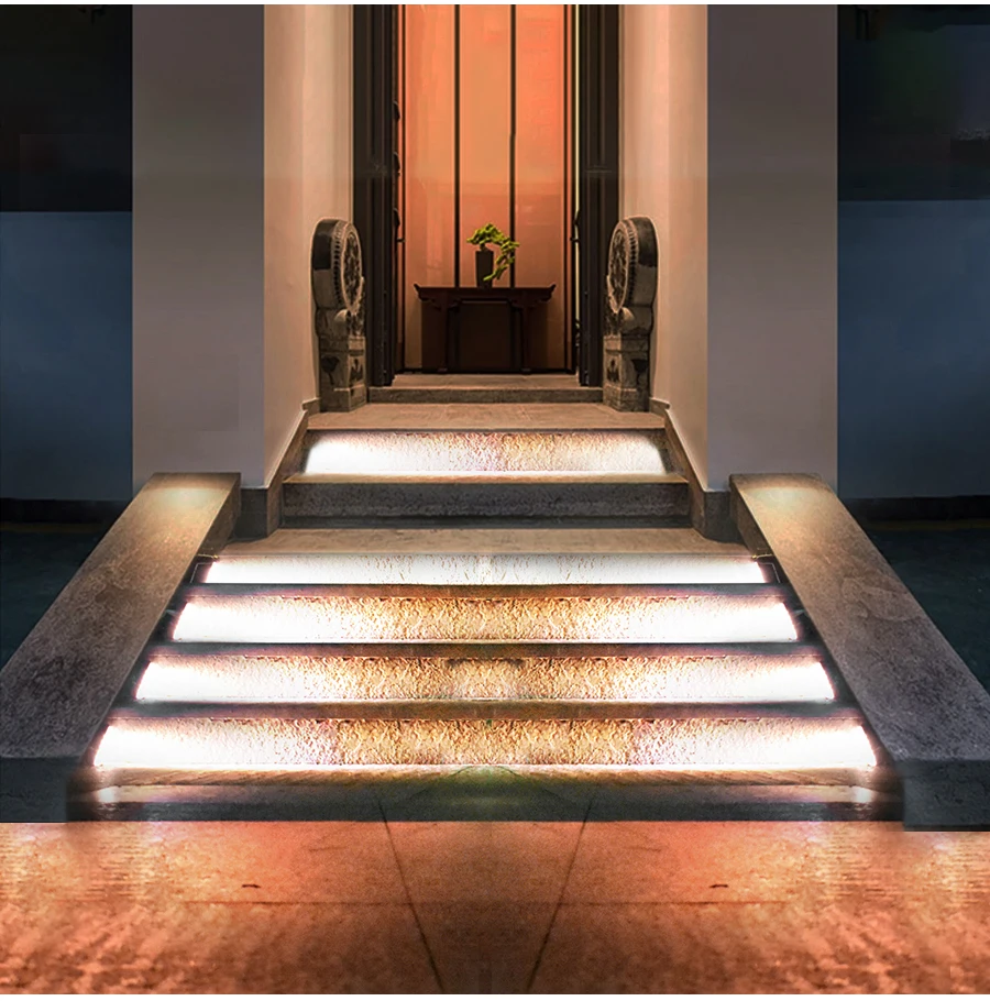 LED Step Lamp Stair Light Outdoor IP67 Waterproof Solar Light With Lens Anti-theft Design Decor Lighting For Garden Deck Path