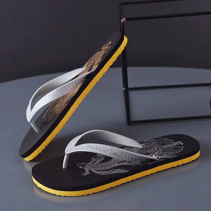 멋진 플립플랍 슬리퍼 남성 여름 패션 캐주얼 논슬립 커플 플립플랍 통기성 비치 단색 편안한 슬리퍼