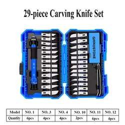 29PCS Carving Knife Set Precision Cutter Colorful Handle Scalpel Pocket Knife Arts Paper Hand Tool DIY Utility Knives Repair Box