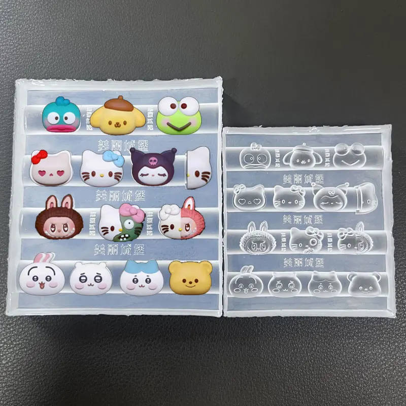 3D Silicone Nail Mold Kawaii Cartoon Hello Kitty Kuromi Template Nail Art Carving Mold DIY Manicure Decorations Design Stencils