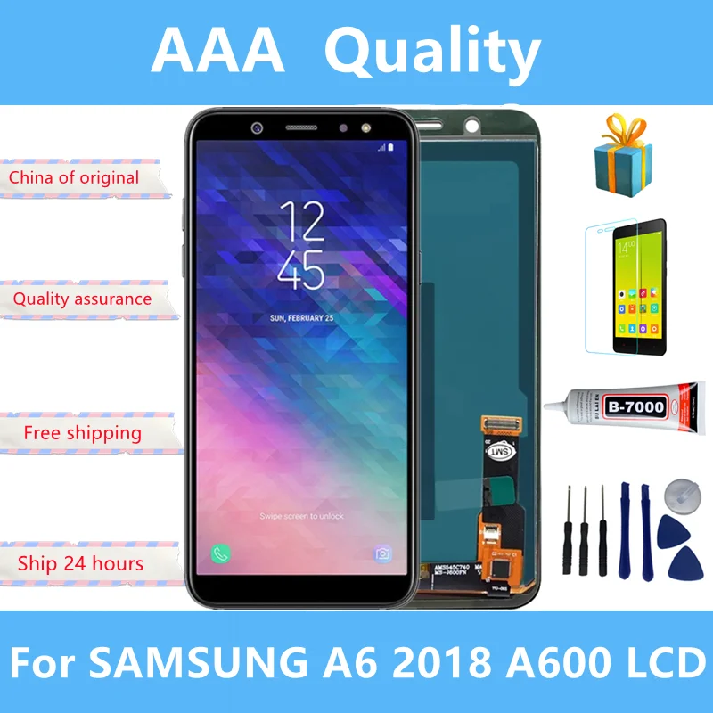 

100% протестирован для SAMSUNG A6 2018 A600 ЖК-дисплей сенсорный экран дигитайзер в сборе сменная часть для SAMSUNG A6 A600F A600FN