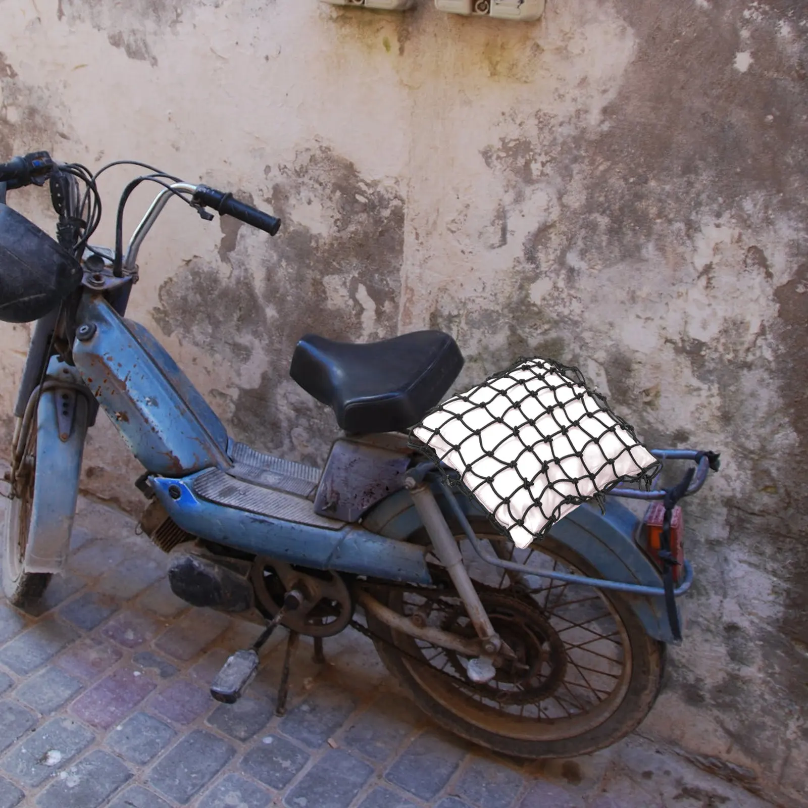 

1Set Premium Stretchable Car Cargo Net Black Mesh Organizer with 6 Secure Hooks for Backseat Rear Trunk Motorcycle Tank Luggage