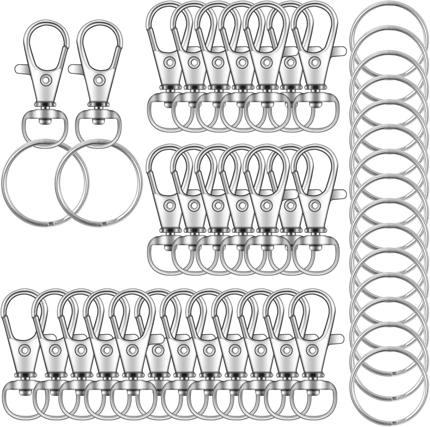 70 Piece Metal Swivel Snap Hooks for Crafts