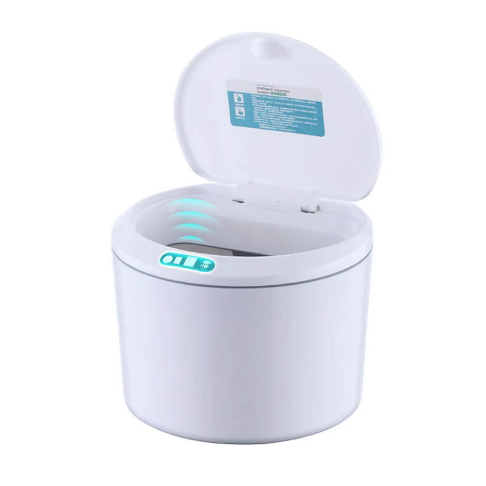 Desktop Sensor Trash Can Battery Operated Automatic Mini Waste Basket with Lid for Desk and Vehicle 3L