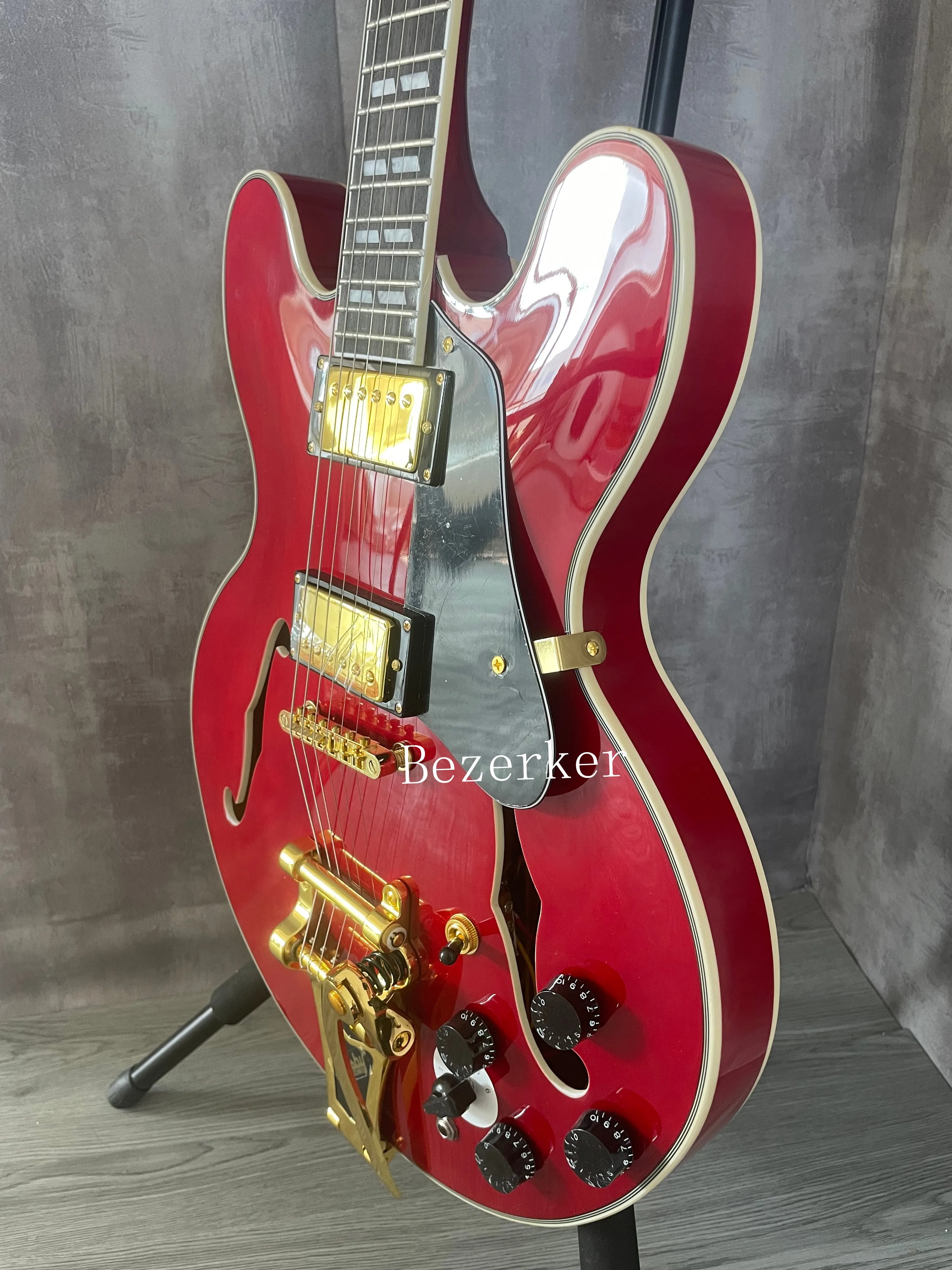 Jazz Hollow 335 Guitarra eléctrica Diapasón de palisandro Accesorios de hardware dorados