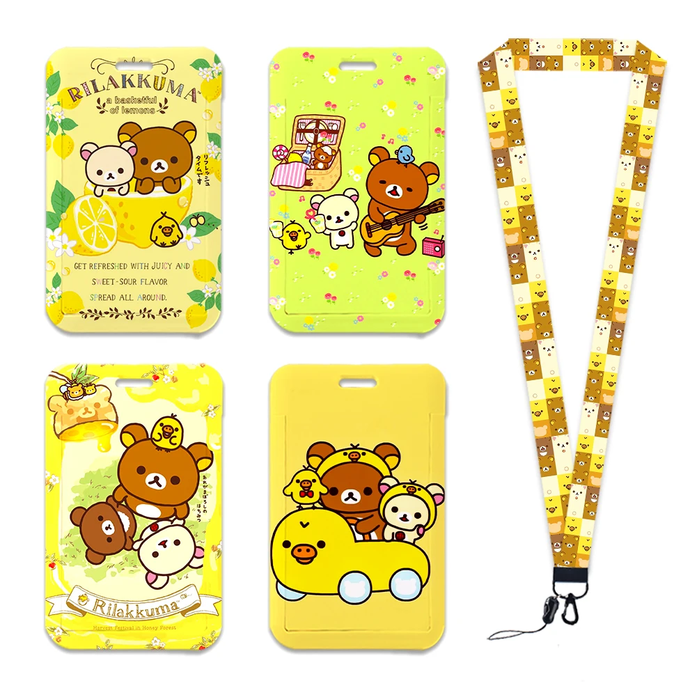 Simpatico design Kuma Cartoon Kawaii Orso Cordino per chiavi Catena ID Copertina della carta di credito Porta carte di autobus Fascino Porta badge Accessori