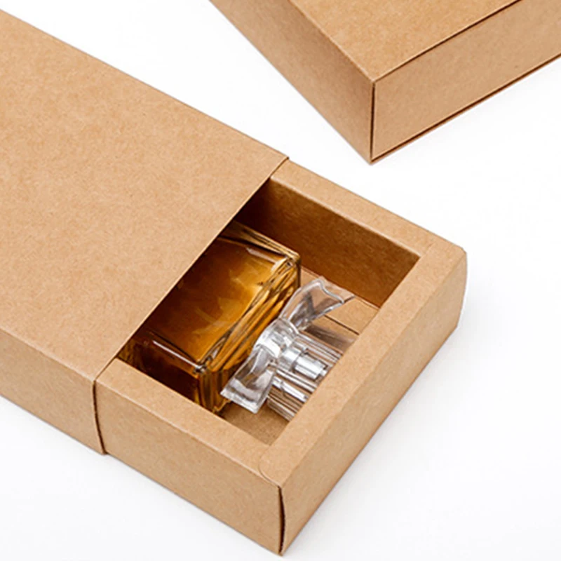 1pc Kraft Paper Packing Box With Transparent PVC Window Delicate Drawer Display Gift Box Wedding Jewelry Boxes