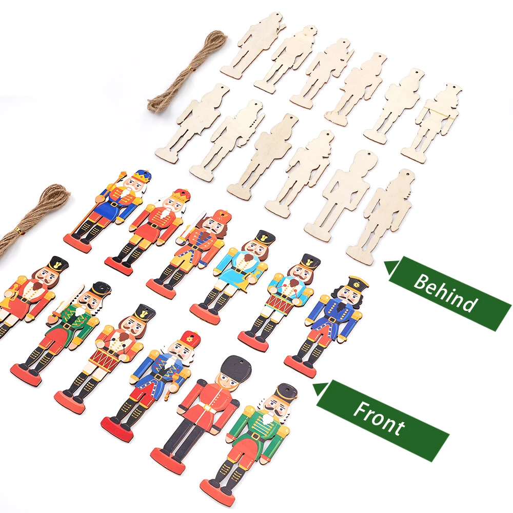 12Pcs 8/13cm New Christmas Nutcracker wooden ornament set Party atmosphere decorate Christmas tree hanging with New Year gifts