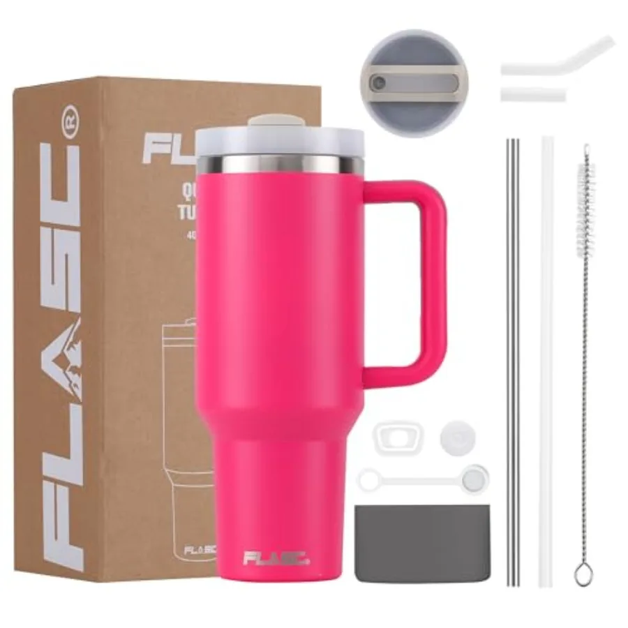 

40 oz Tumbler With Handle 100% Leakproof Insulated Tumbler With Lid and Straw Includes ALL Accessories: Stainless Steel Straw,