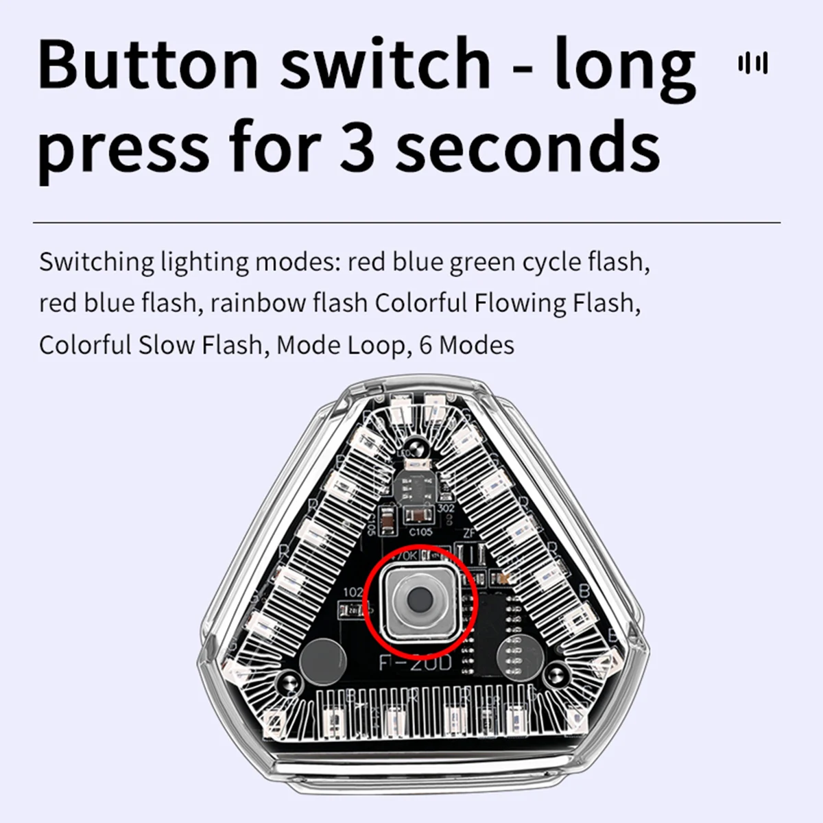 Triangles Solar Power Strobe Warning Light Motorcycle Car Motorbike Tail Colorful LED Night Rear Collision Flashing Signal Lamp image 3