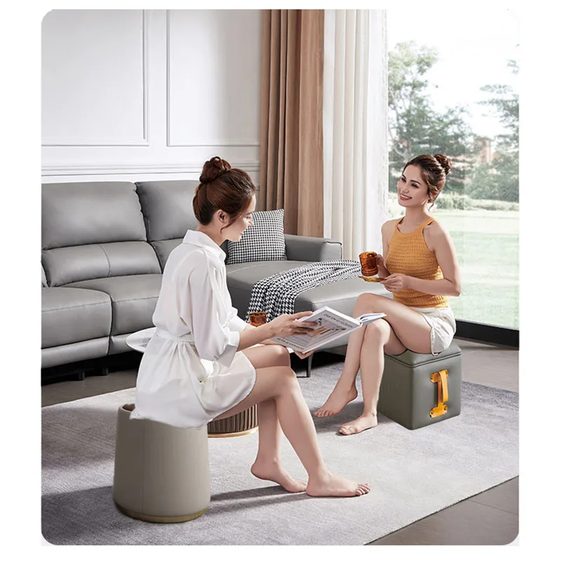 Nordic Living Room Stool PU Mobile Home Low Seat Creativity Foot Stools Entrance Change Shoes Stool Furniture Small Live Bench