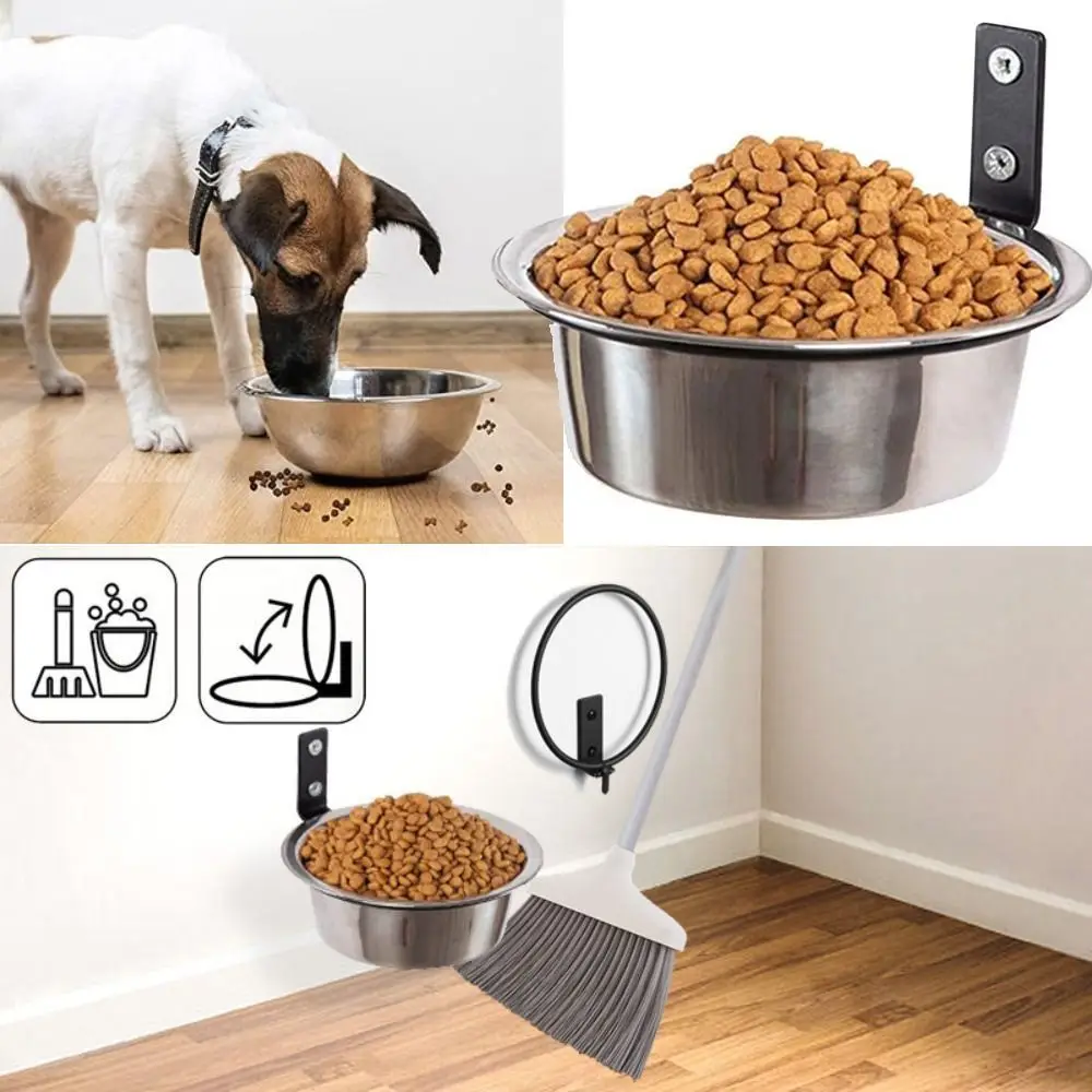

Foldable Hanging Pet Bowl 6/8inch Wall Mounted Stationary Dog Cage Bowl Stable Detachable Pet Feeder Container Wet Dry Food