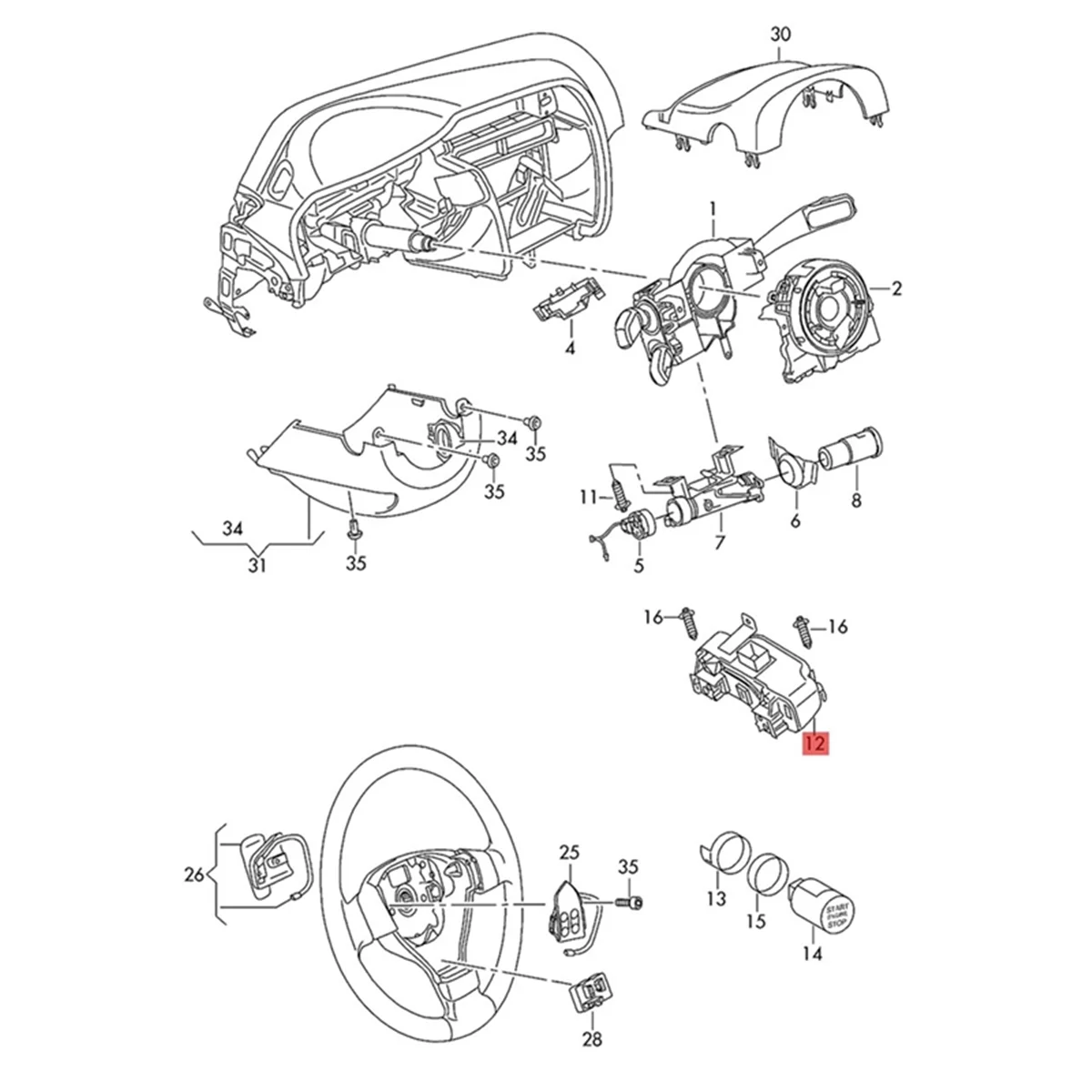 For A1 Q3 Steering Column Lock Module 5K0 905 861 D 5K0905861D