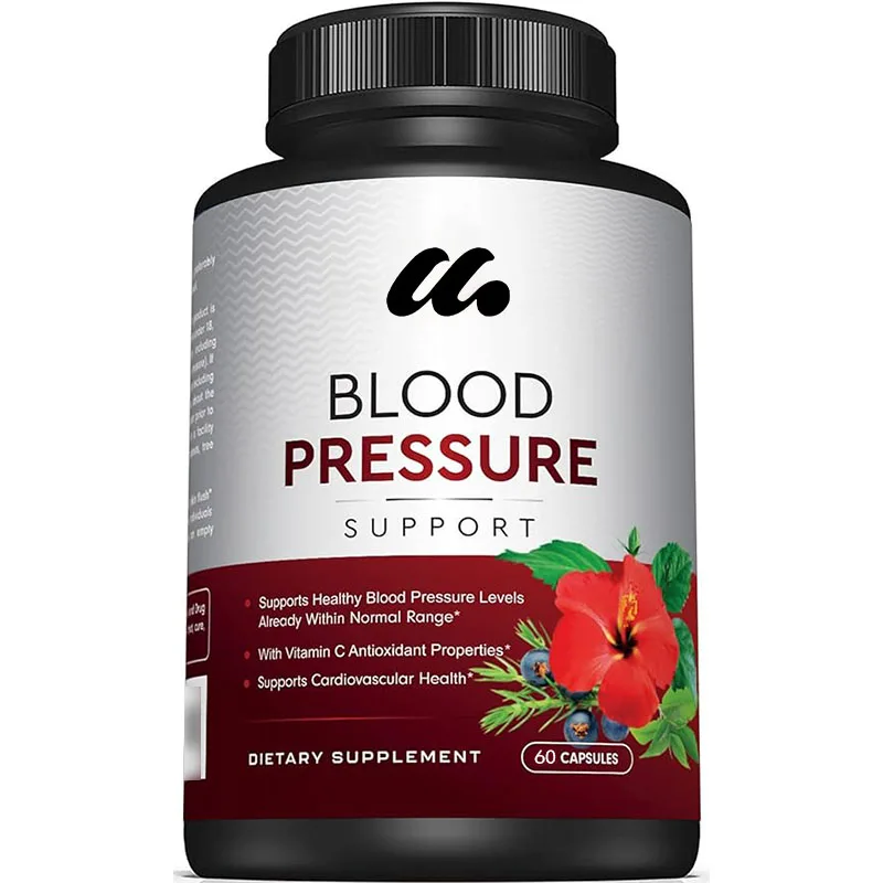 

High quality blood pressure supplement for cardiovascular and heart health,containing garlic,hawthorn, and hibiscus -60 capsules