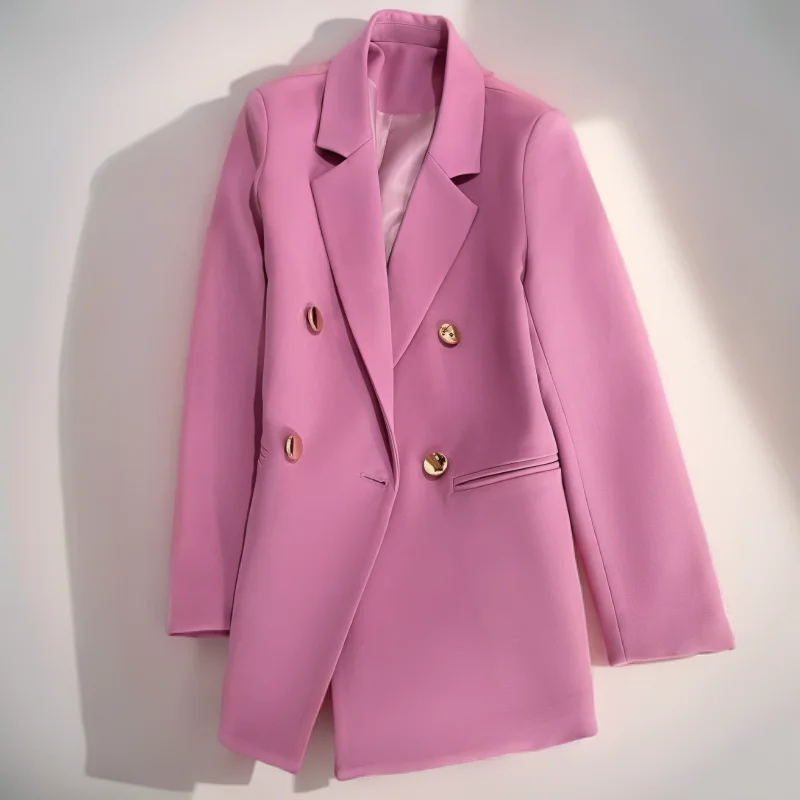 

Blazers Womans Uniform Monochrome Skinny Interview Minimalist Female Business Single Color Design Slim Fit Button Front Sweaters
