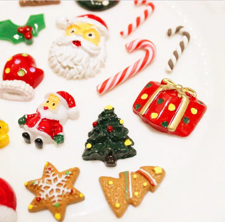 Mini pendentif en résine de Noël, accessoires de bijoux, décorations de bricolage, biscuit l'inventaire, 40 pièces