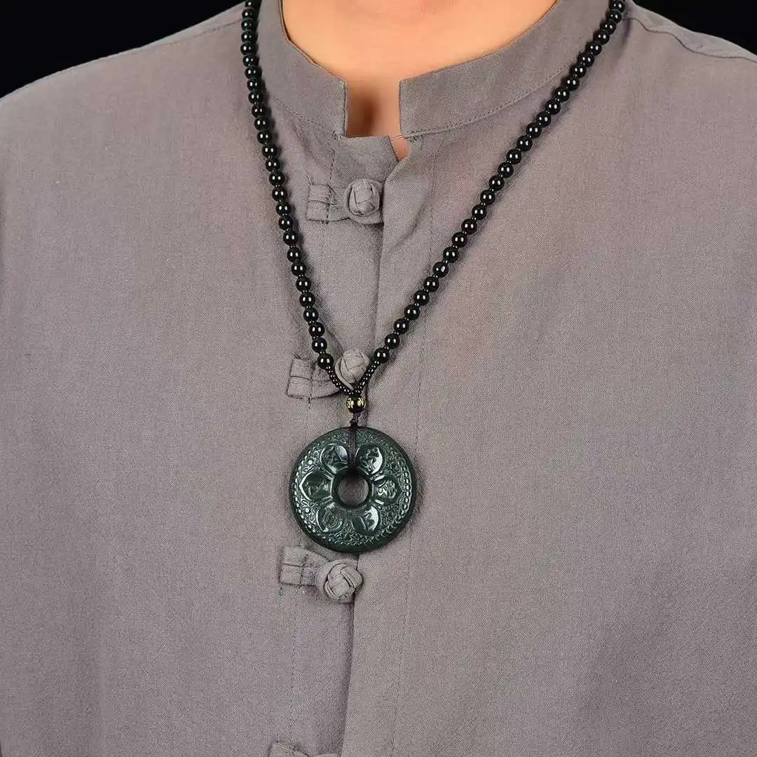 

Exquisite fashion natural jade pendant necklace Men's Women's jewelry chain couple Birthday Festival Dance Christmas gift