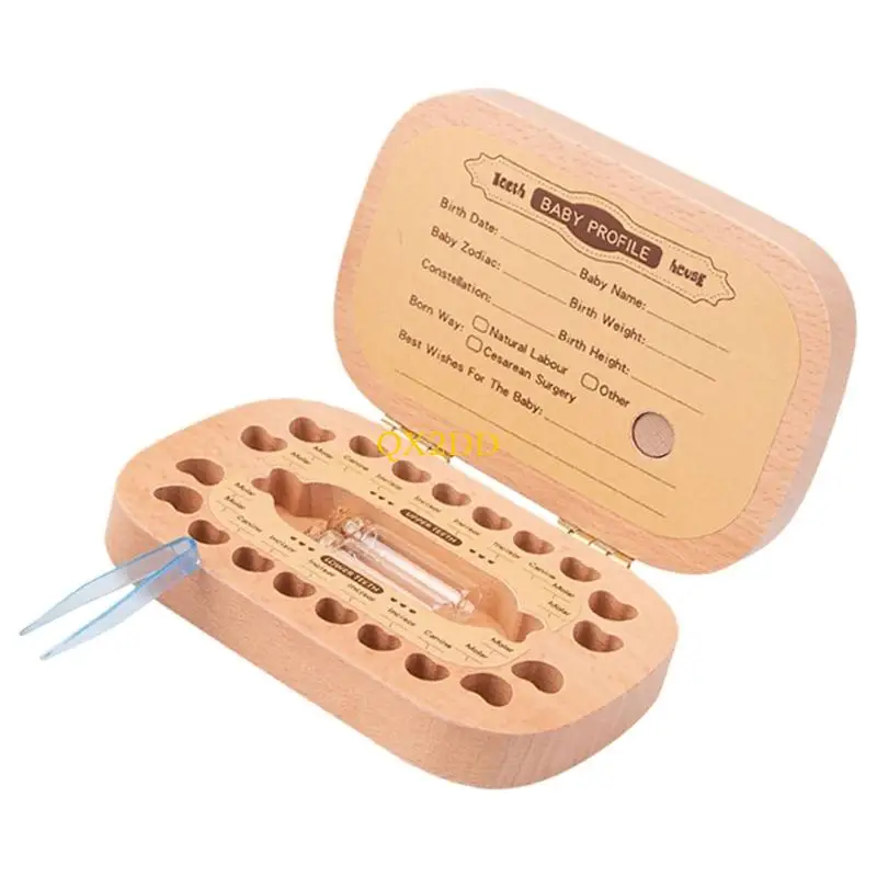 QX2D Retro Infant Baby Tooth Holder Deciduous Teeth Storage Solution Organsier Box