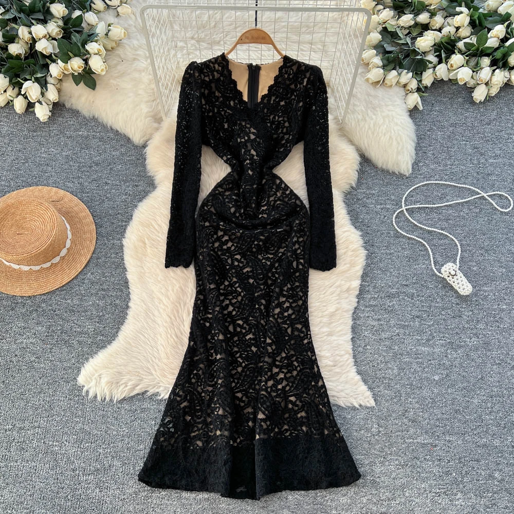 Chic vintage Sexy V-neck lace Ruched Fairy A-line Vacation Women Boho Sundress ceremony dresses