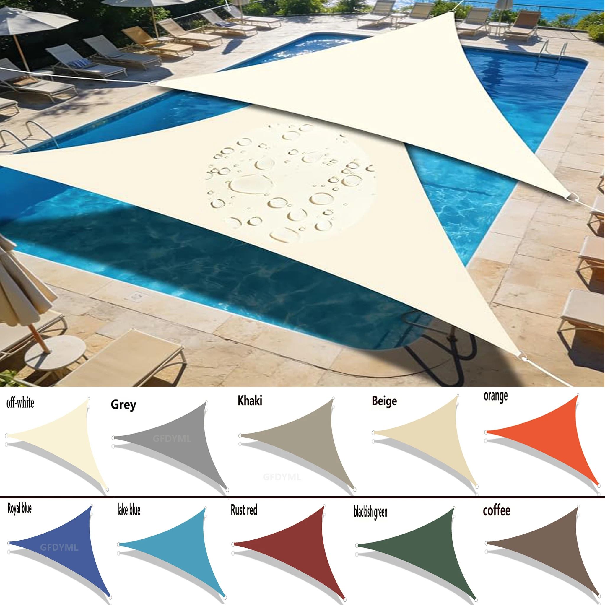 Multi-size Triangle Sun Shade Sail Waterproof Outdoor Garden Patio Party Sunscreen Awing Sun Canopy For Beach Camping Pool