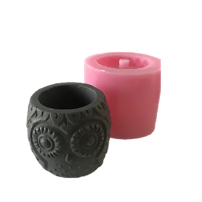 

Small Cement Owl Pot Mould DIY Candle Holder Cake Chocolate Decoration Tools Plaster Resin Vase Silicone Molds