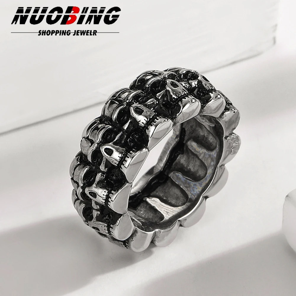 

Панк-готика, винтажные резные кольца ужасов с несколькими скелетами из нержавеющей стали, мужские кольца для ролевых игр на Хэллоуин, реквизит, ювелирные изделия для мотоциклов