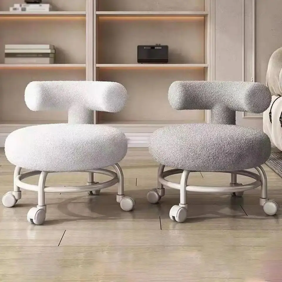 Rolling Step Stool com encosto, Cadeira Rodas para sala