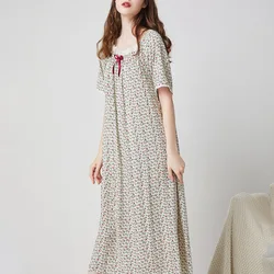 Chemise de nuit en coton à manches courtes pour femmes, vêtements de nuit à pois, pyjamas pour femmes, vêtements pour la maison, robe en spanGown, chemise de nuit grande taille, lingerie