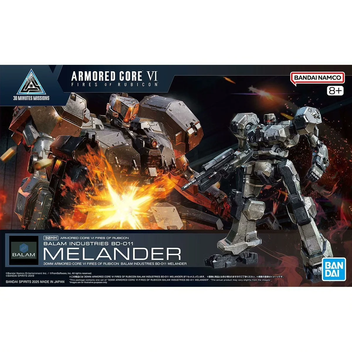 Original Bandai 30Mm Mercenary Mech 6 Boundary Blaze Bd-011 Melander Model Kit Cool Gift Mecha Warrior Figure Educational Toy