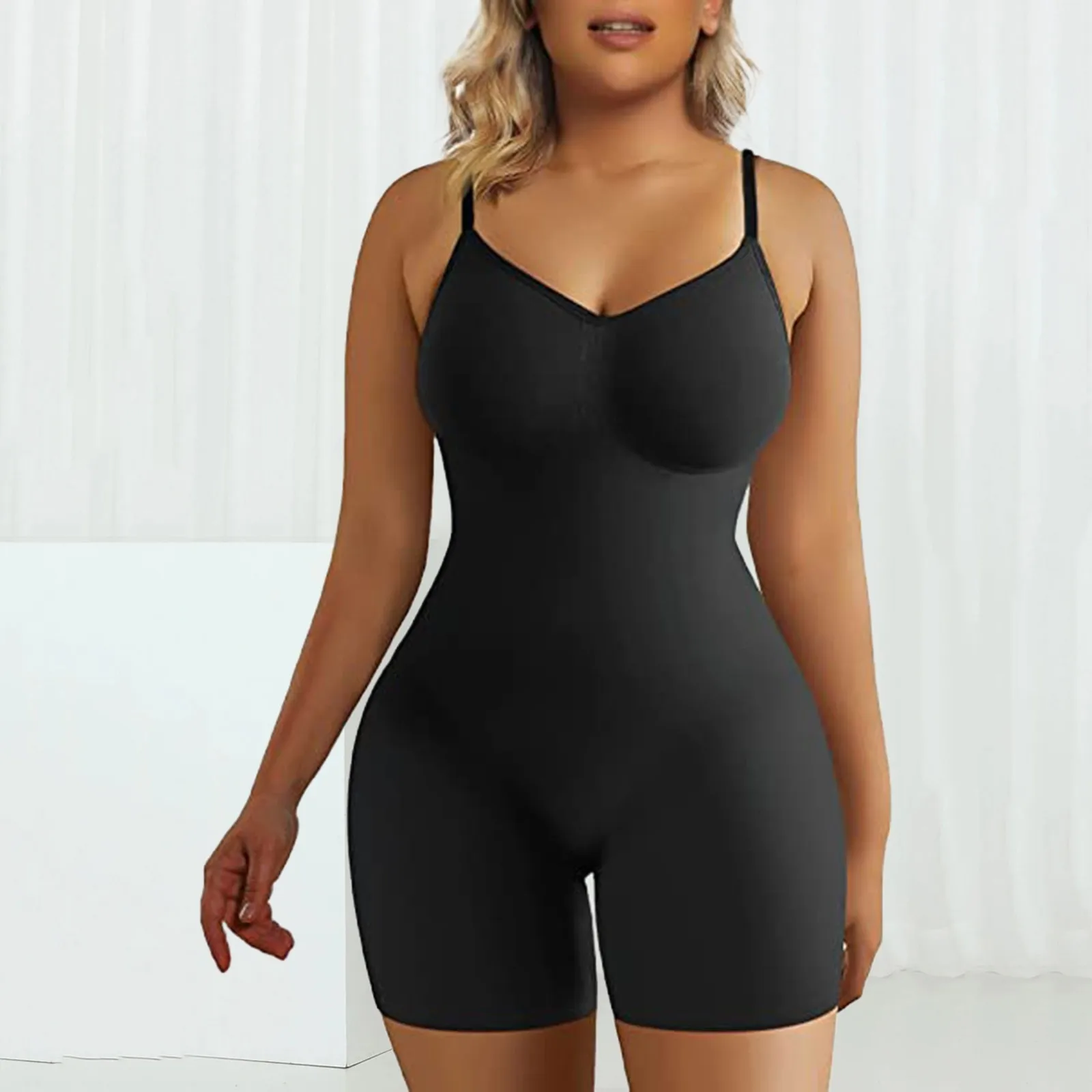 

Seamless Body Shaping Jumpsuit Female Slimming Waist Trainer Postpartum Shapewear Spaghetti Strap V Neck Sleeveless Rompers