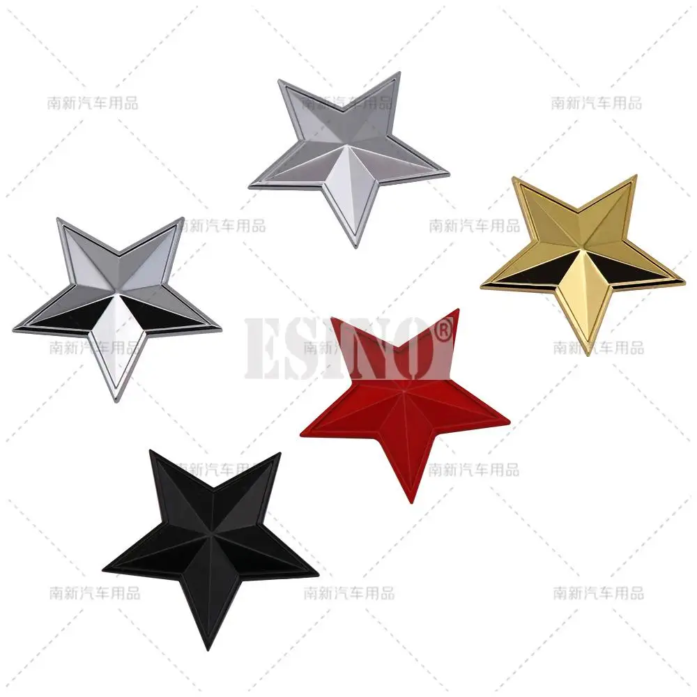 Car Styling 3D Five-pointed Star Decorative Metal Alloy Adhesive Emblem Trunk Badge Fender Sticker Body Decal Car Accessory