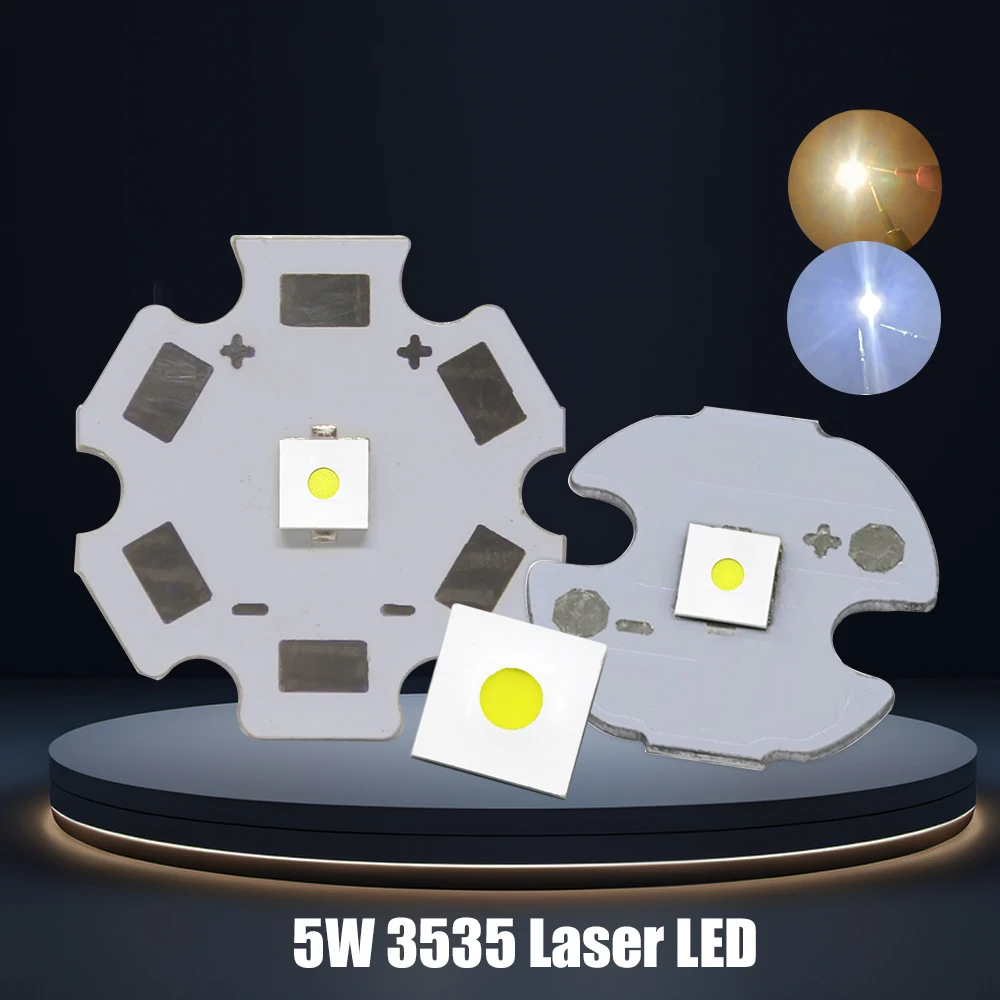 3535 LED 5W Flat White Laser Bead Circular High Power Chip Cold Warm White 3-3.4V 1.5A 380lm Diode Flashlight Source Headlamp