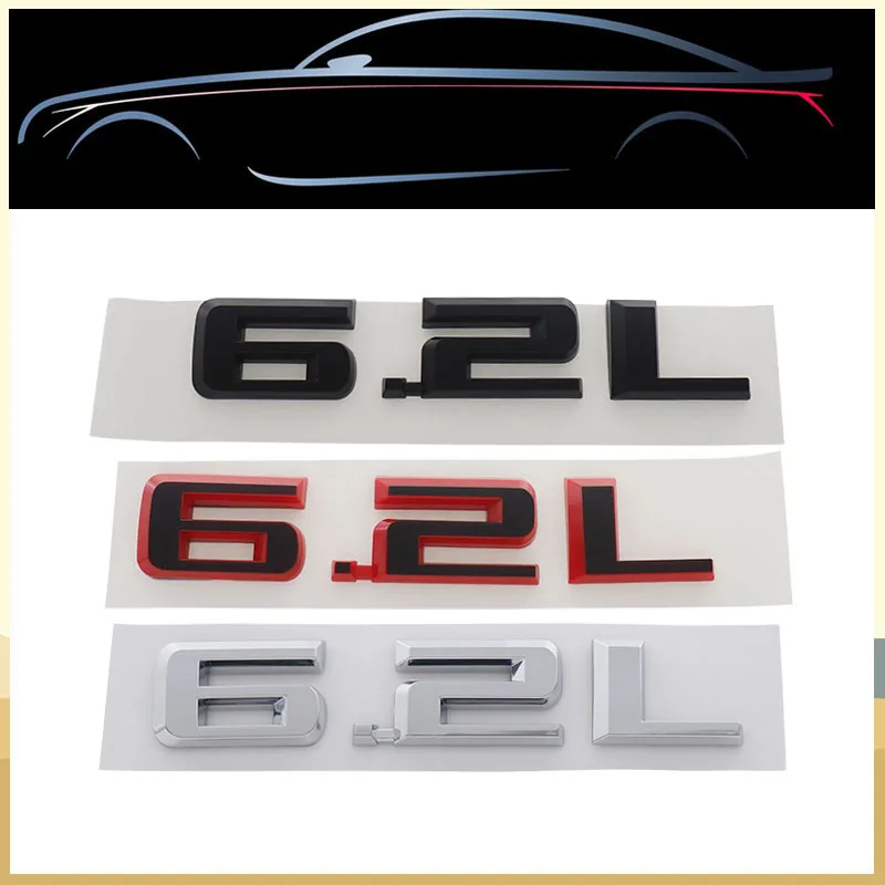 3D Premium 6.2L 6.2 L Letters for US American SUV Off Road car Engine Hood Fender trunk Tail Rear Decal Emblem Badge Sticker