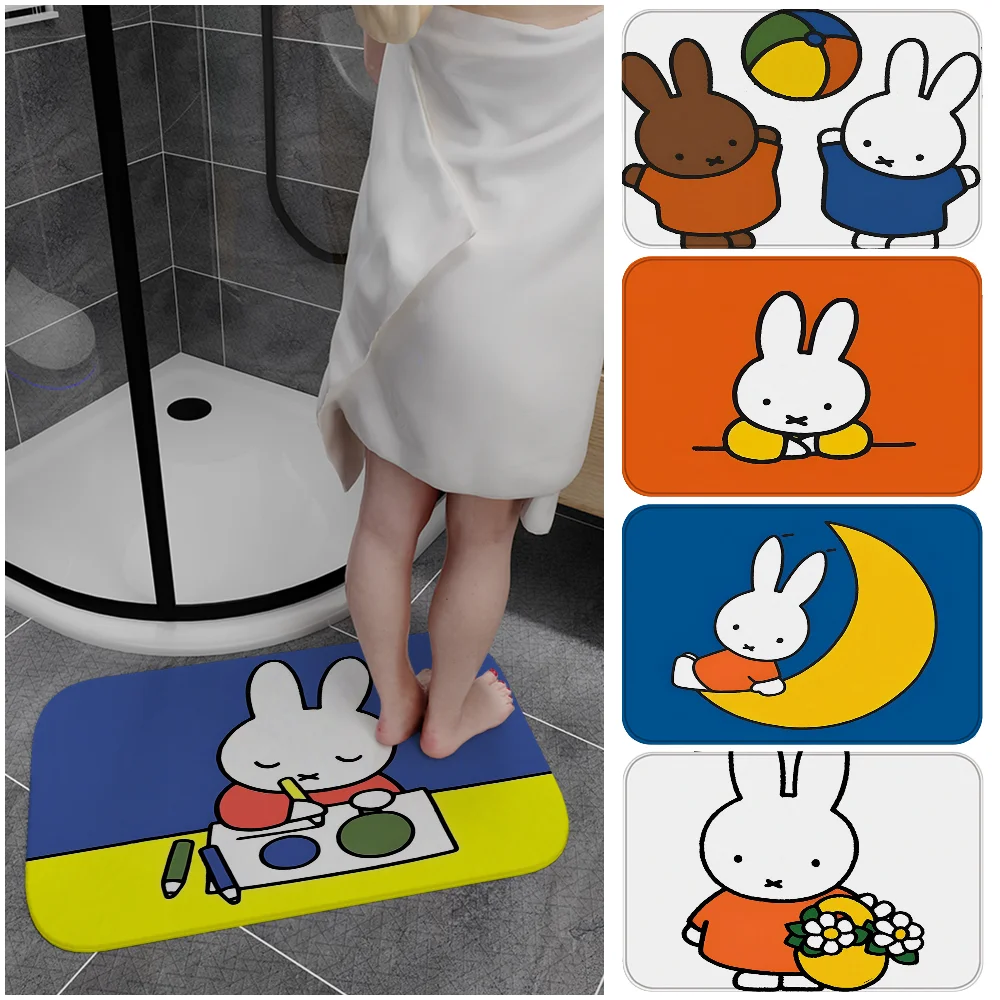 Cute M-Miffy Floor Mat Non-Slip Laundry Room Mat Laundry Decor Balcony Child Living Room Household Carpets