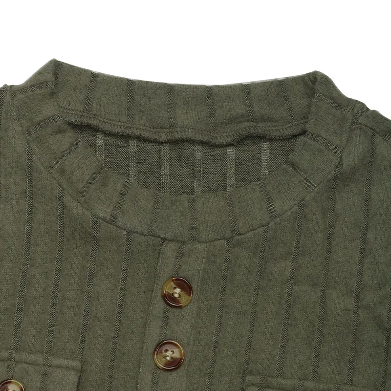 Abito da donna in maglia verde girocollo manica lunga decorazione bottoni mini abito aderente casual festa quotidiana