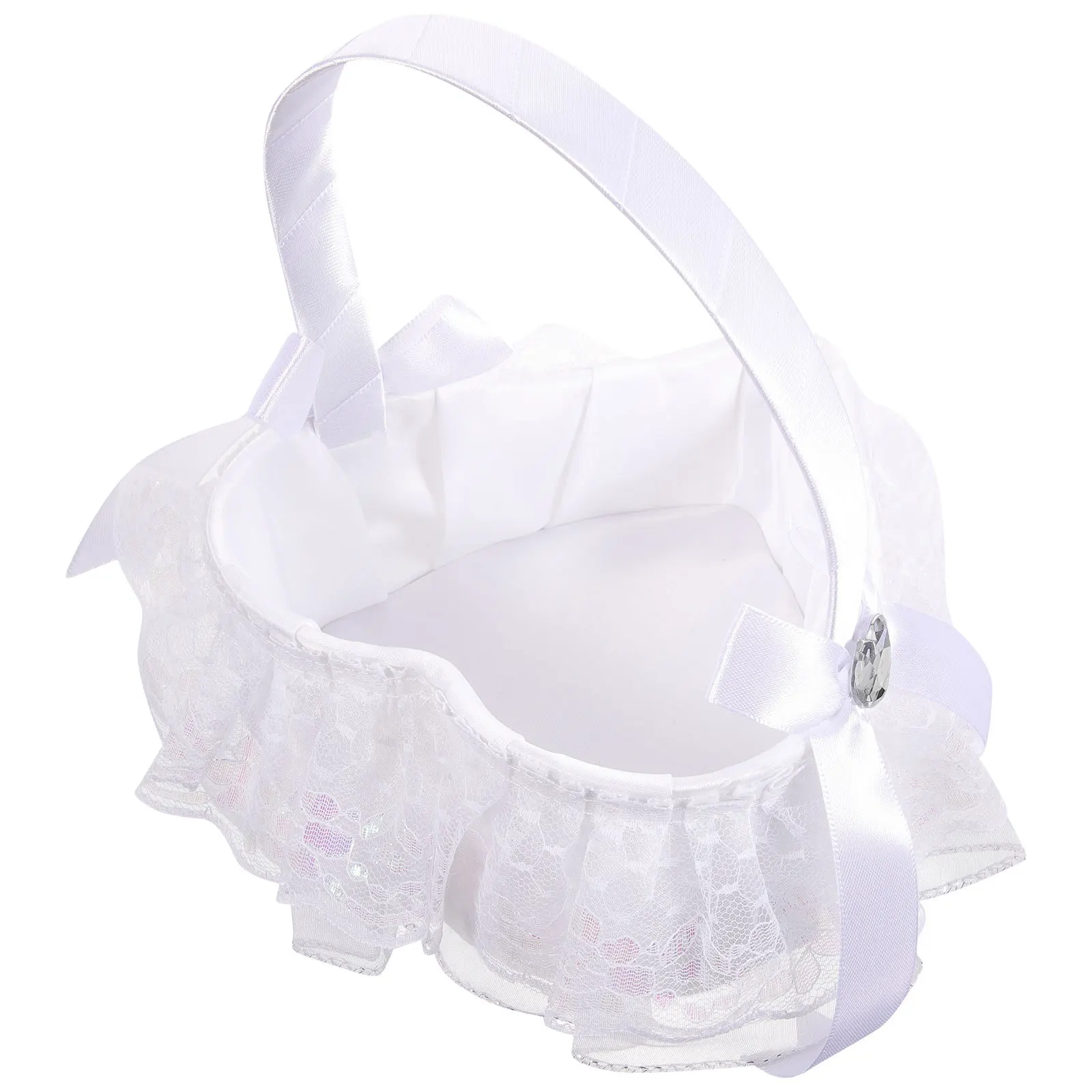 

Lightweight White Lace Flower Basket Portable Elegant Wedding Basket for Petal Display Wedding Party Accessories