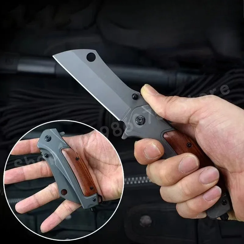 سكين DA107 قابل للطي مع شفرة 5Cr13Mo 420 جسم فولاذي يتميز بمقبض خشبي ملون للنزهات الخارجية وسكين نزهة الفواكه #5