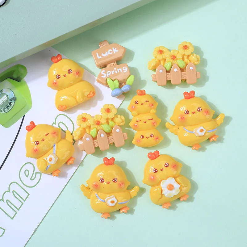 

100 Lovely Kawaii Flatback Resin Cartoon Chicken Fence Guideboard Crafts DIY Scrapbook Jewelry Making Accessories