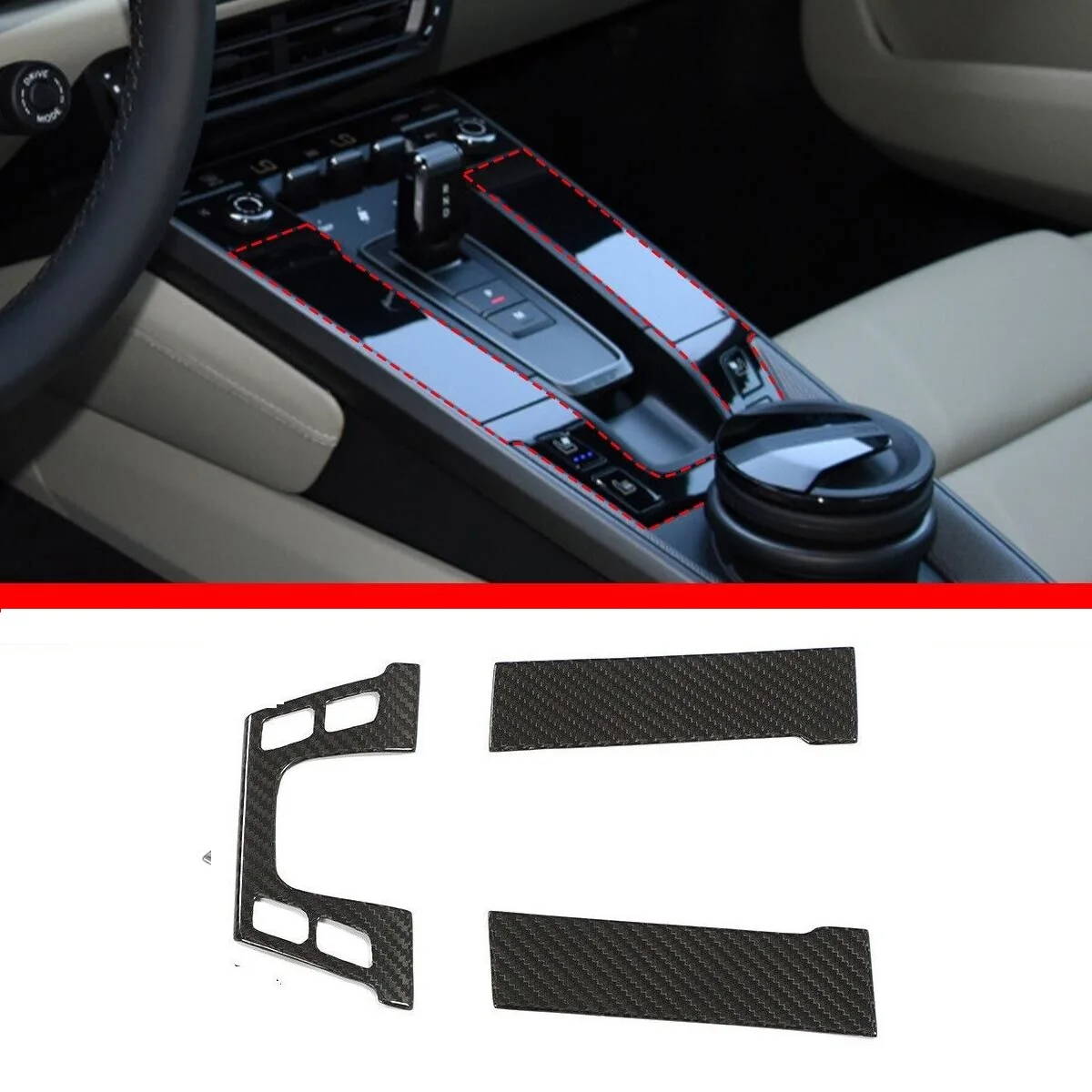 Real Carbon Fiber Car Central Control Seat Adjustment Switch Panel Cover Trim For Porsche 911 992 2019-2022