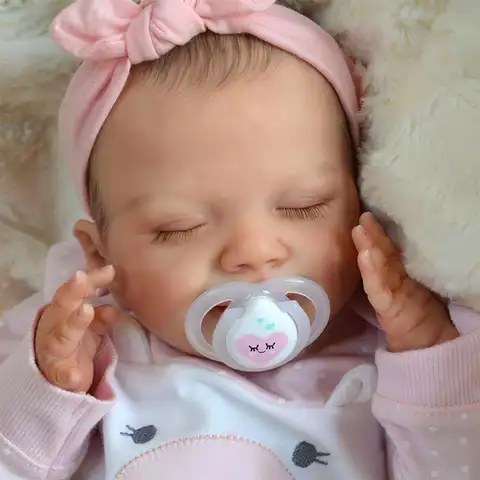 BABESIDE 20-Inch Silicone Reborn Baby Doll – Lifelike Sleeping Newborn Girl with Sweet Smile & Accessories, Christmas Gift for K