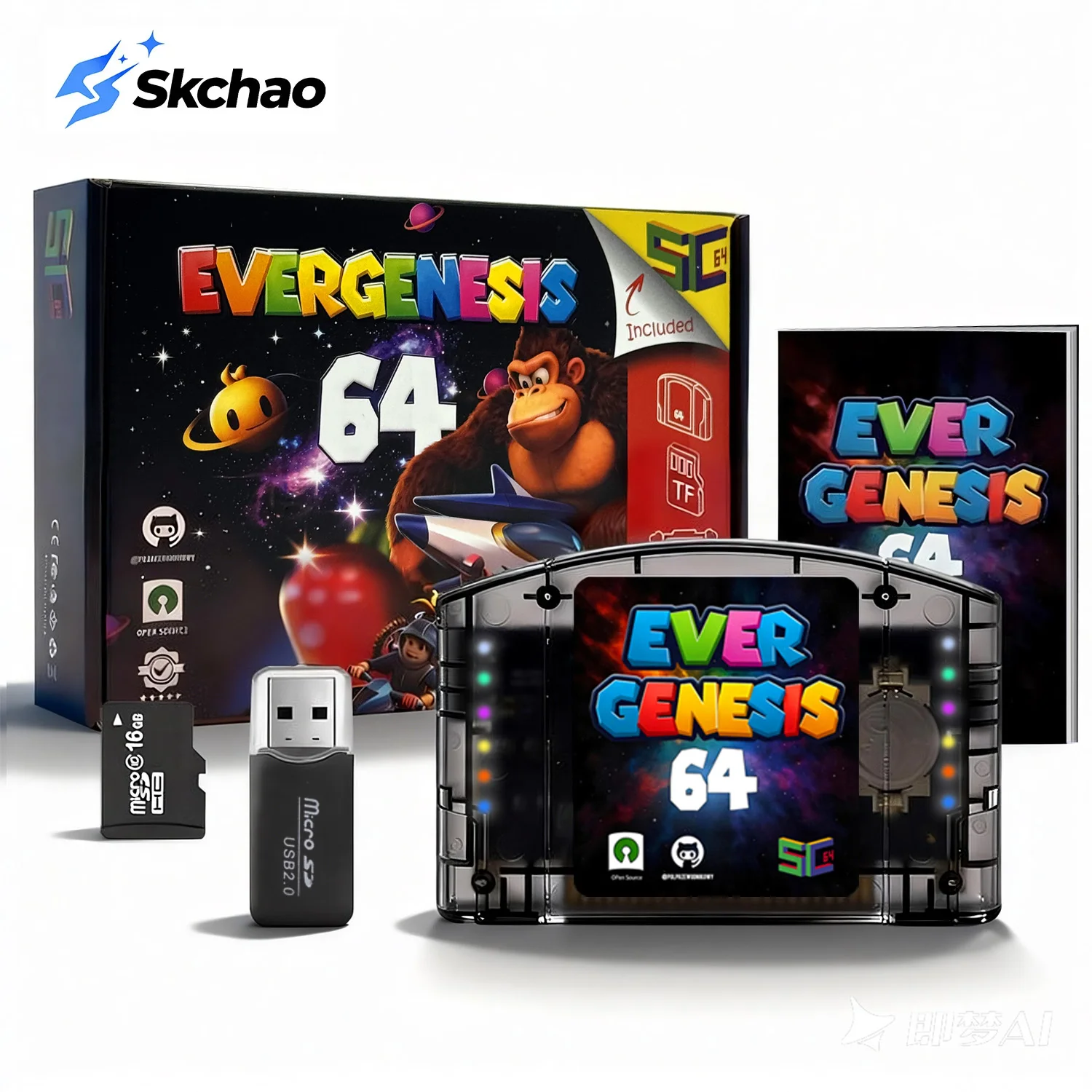 

11000 in 1 SC64 Flash Cart N64 Open Source Game Card 64 Video Game Console Modular Chip 6TG With 64G TF Card