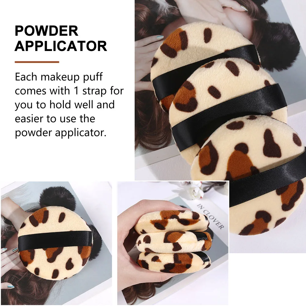 

6pcs Leopard Print Powder Puff Makeup Applicator Facial Foundation Cushion Blush Body Puff Washable Reusable For Loose