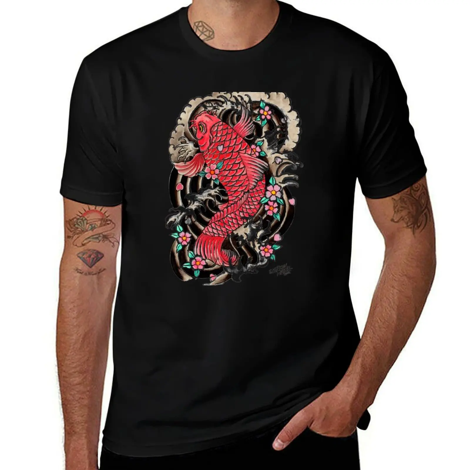 

Red Koi Fish T-Shirt Casual Breathable Short Sleeve Top