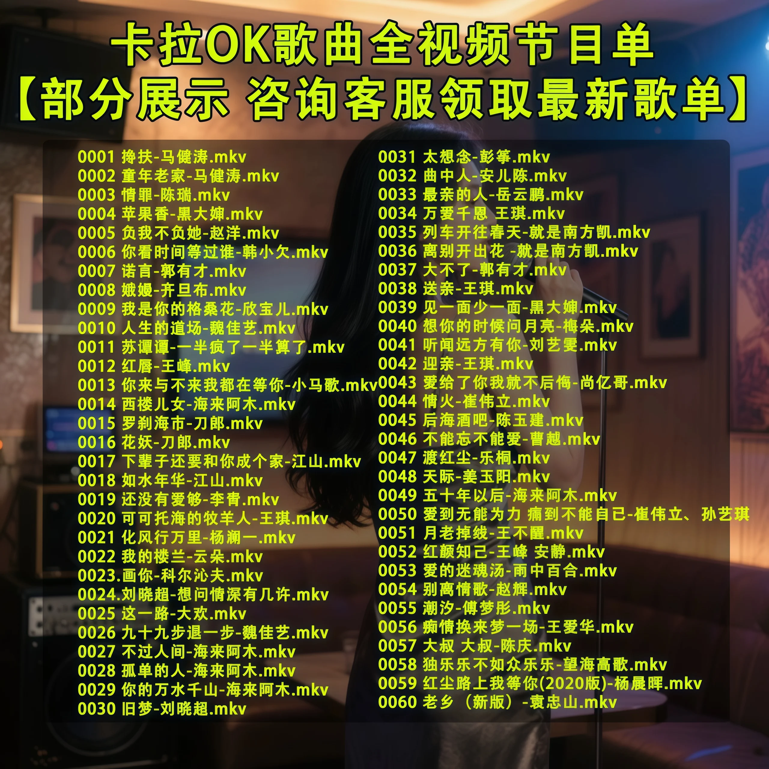 2025 كاريوكي أغاني جديدة أغاني كلاسيكية قديمة USB كاريوكي مسار مزدوج، يمكن كتم صوت فيديو MKV USB #4