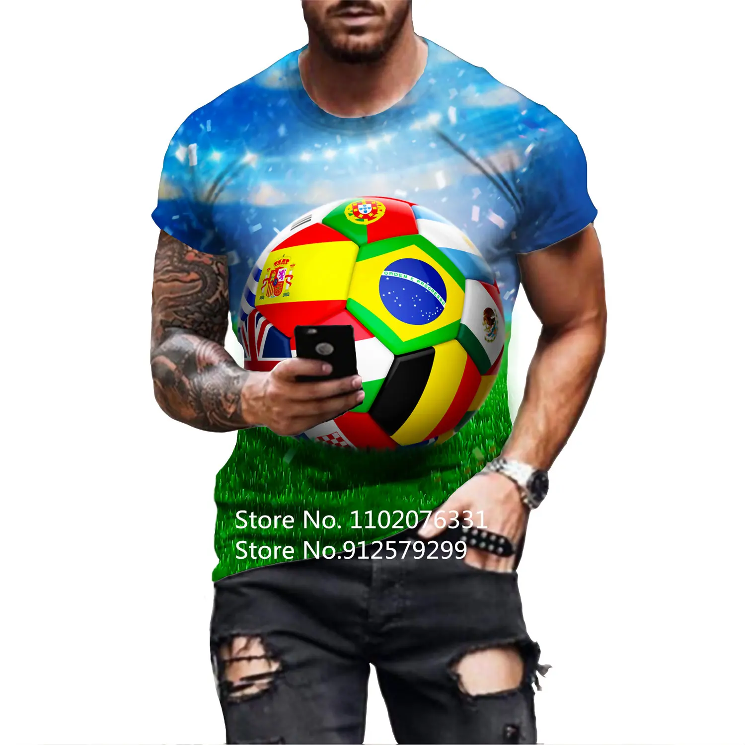 2022 New Football Fashion Brazil Flag 3d T Shirt Soccer Casual Round Neck Short Sleeve Sports T-shirt Runing Tee