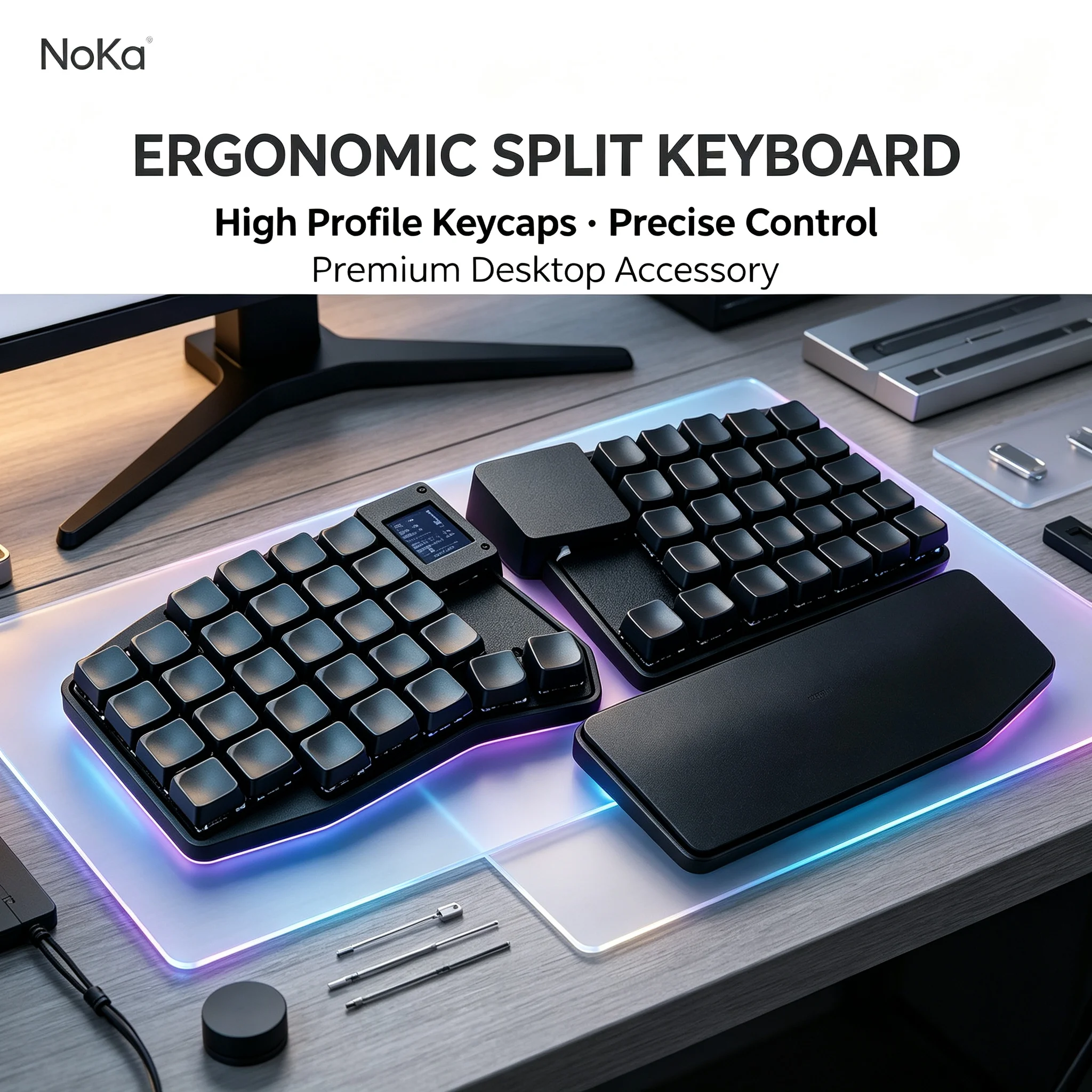 Custom Sofle Split Wireless Keyboard, ZMK Firmware BT USB Dual Mode, Left Large OLED Nice!View Right Trackpad Module, Hot-Swap