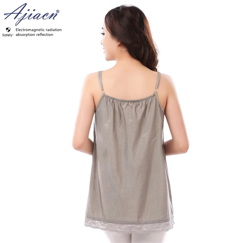 Genuine Electromagnetic radiation protective 100% silver fiber knitted fabric maternity slip dress EMF shielding camisole dress