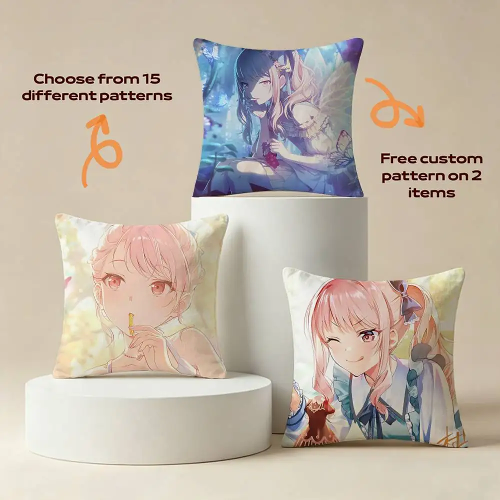 N25 A-Akiyama Mizuki HD-Printed Square Sofa Pillow Cover Solid Color Living Room Home Decor Cushion Case