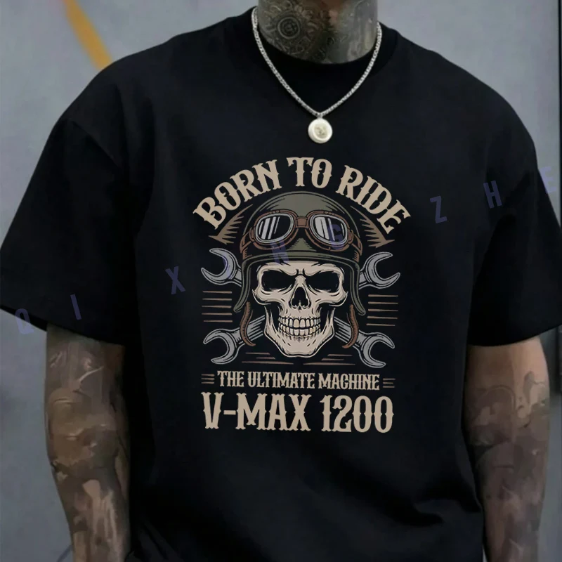 

Born To Ride The Ultimate Machine Retro Biker T-shirt Cotton O-neck Short Sleeve Moto T Shirt Fashion Hip Hop Tshirt