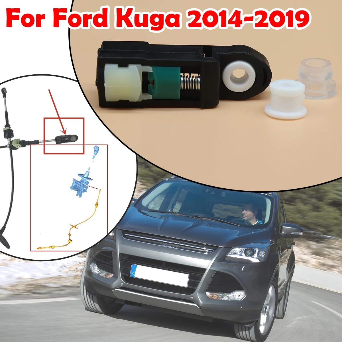 التلقائي شيفتر كابل جلبة والعتاد نهاية موصل إصلاح كم جروميت طقم تصليح اكسسوارات السيارات لفورد كوغا 2014 2015 - 2019 #1